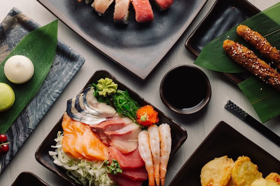 Sushi and seafood dishes