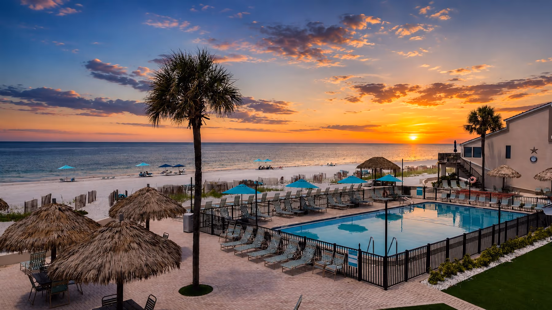 Gulf Coast pool at sunset